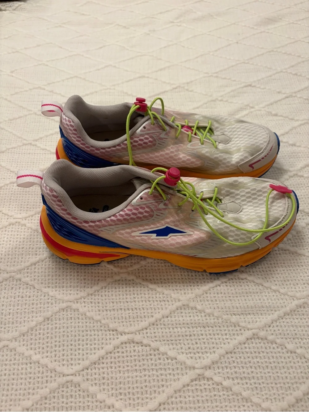 Avia Women's White Athletic Running Shoes with Blue, Pink and Yellow Accents
